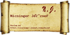 Nicsinger József névjegykártya